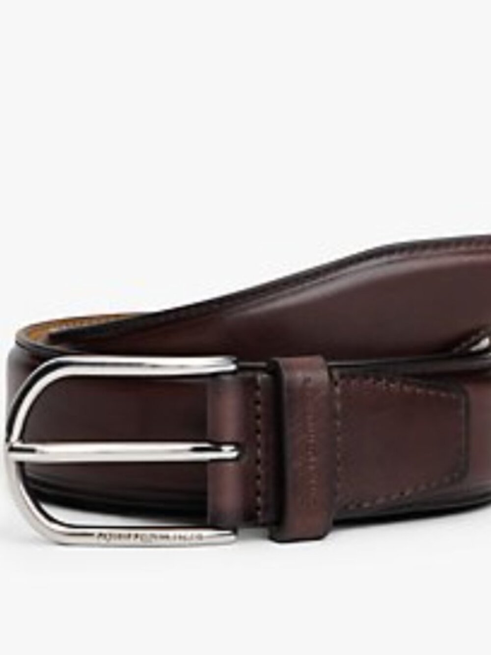 NWT - TOMMY HILFIGER - Men's Round Buckle Leather Belt - BROWN - Size 32